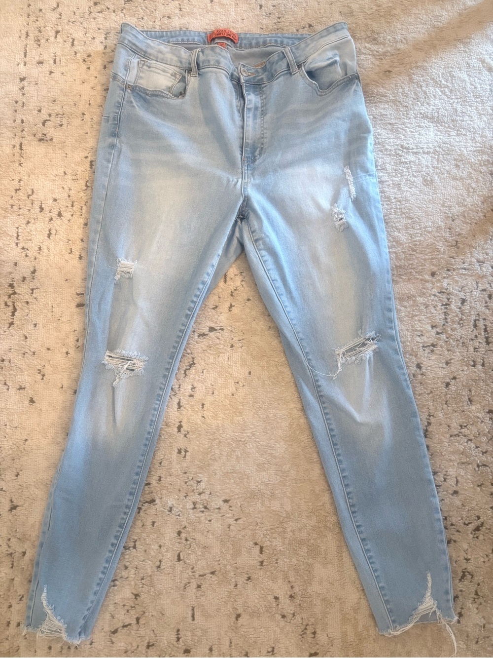 Wax Jeans But I Love You Women’s Size 18 Light Wash Distressed Skinny Jeans